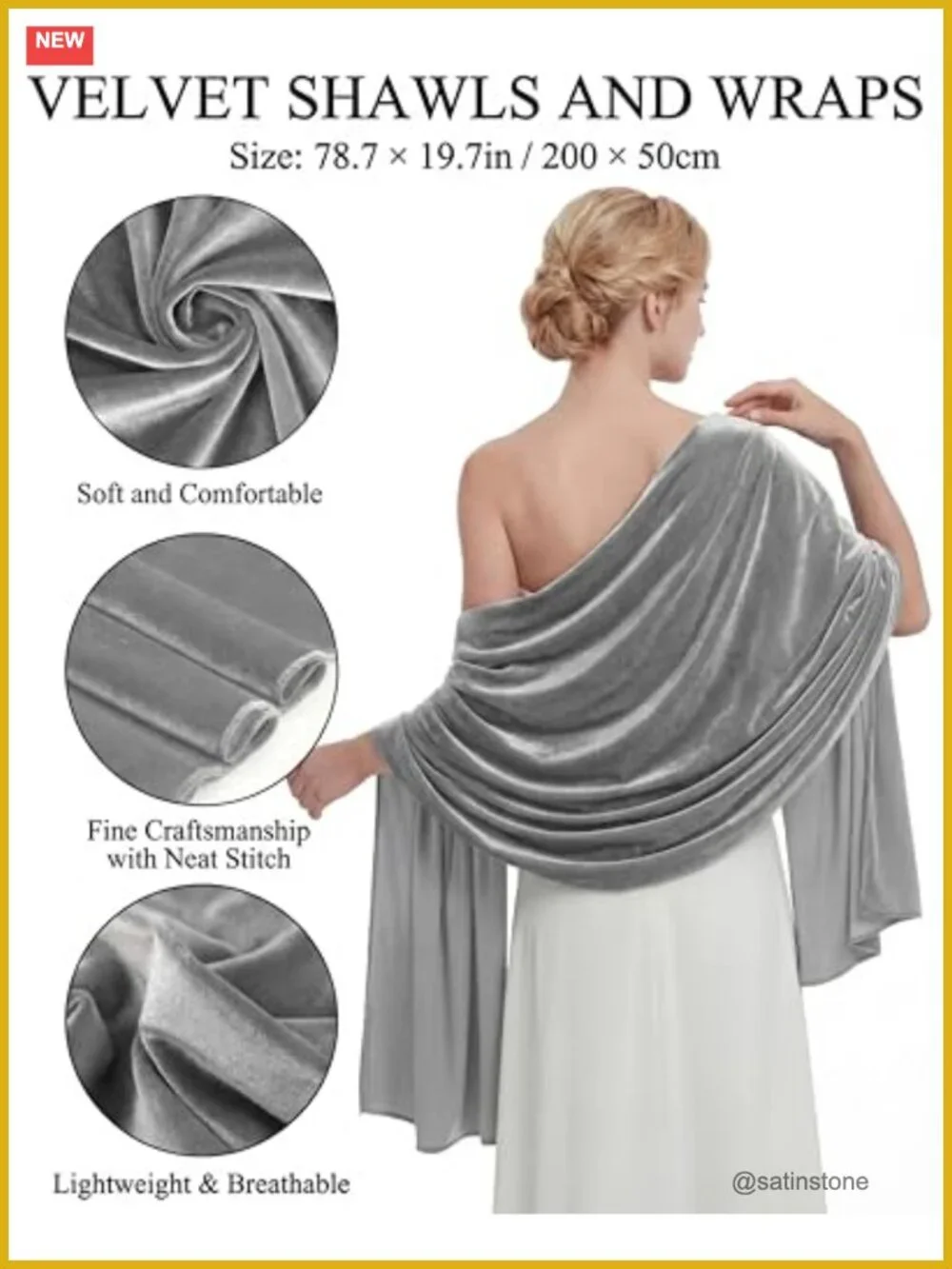 Velvet Shawl Wrap for Women, Bridal Scarf Evening Formal Cover Up, Lightweight